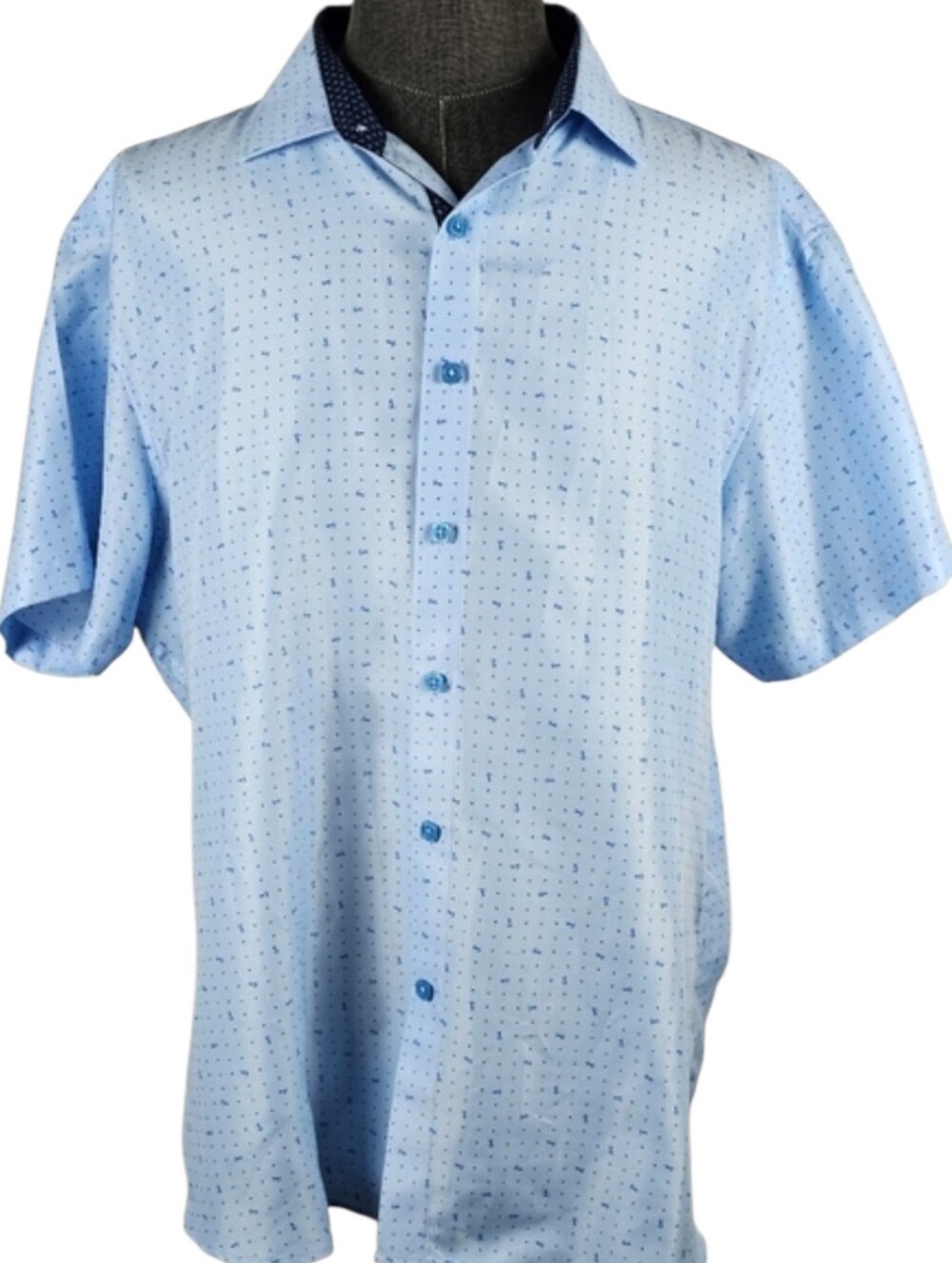 BC Collection Men's Light Blue Short Sleeve Button Down Size 3XL
